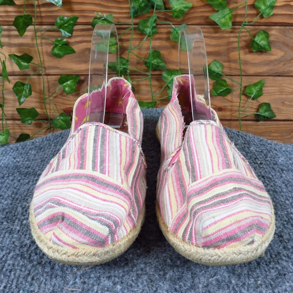 Skechers BOBS Women Espadrille Flat Size 10 Casual Summer Slip On‎ Pink Striped